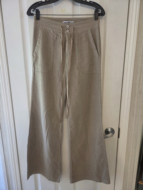 Saint Grace Pants - Saint Grace Beige Wide-Leg Drawstring Chinos